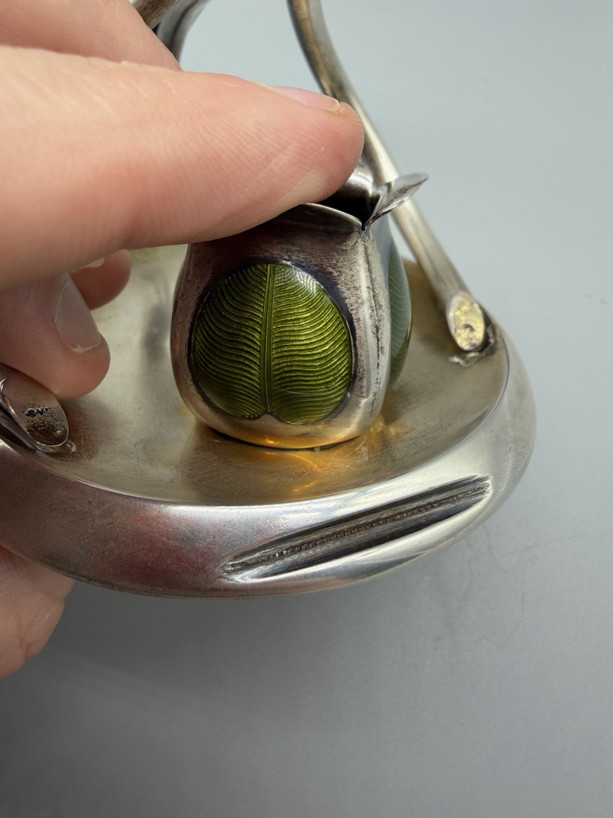 Austrian Art Nouveau Silver and Enamel Candlestick by Georg Adam Scheid, ca 1900