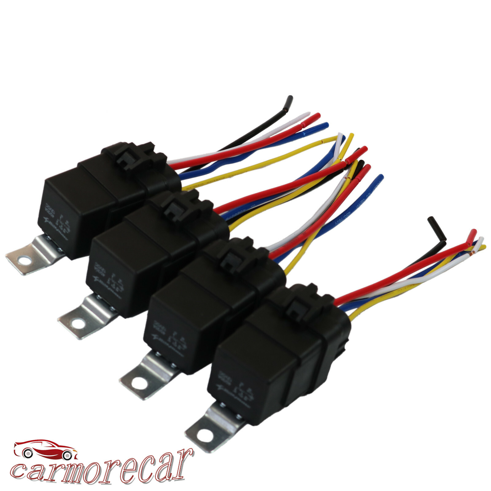 4 pack 5 pin & wire Heavy Duty Car Auto Relay 12V 40 amp Waterproof Plug Socket