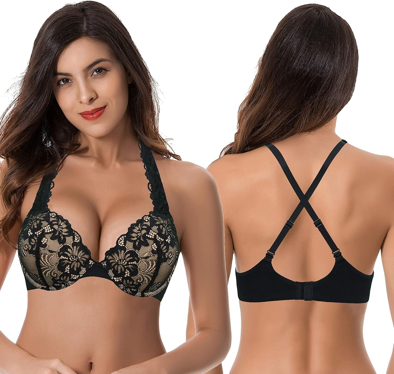 Curve Muse Push Up Convertible Bra 36DDD 2-Pack Padded Underwire Multiway Strap