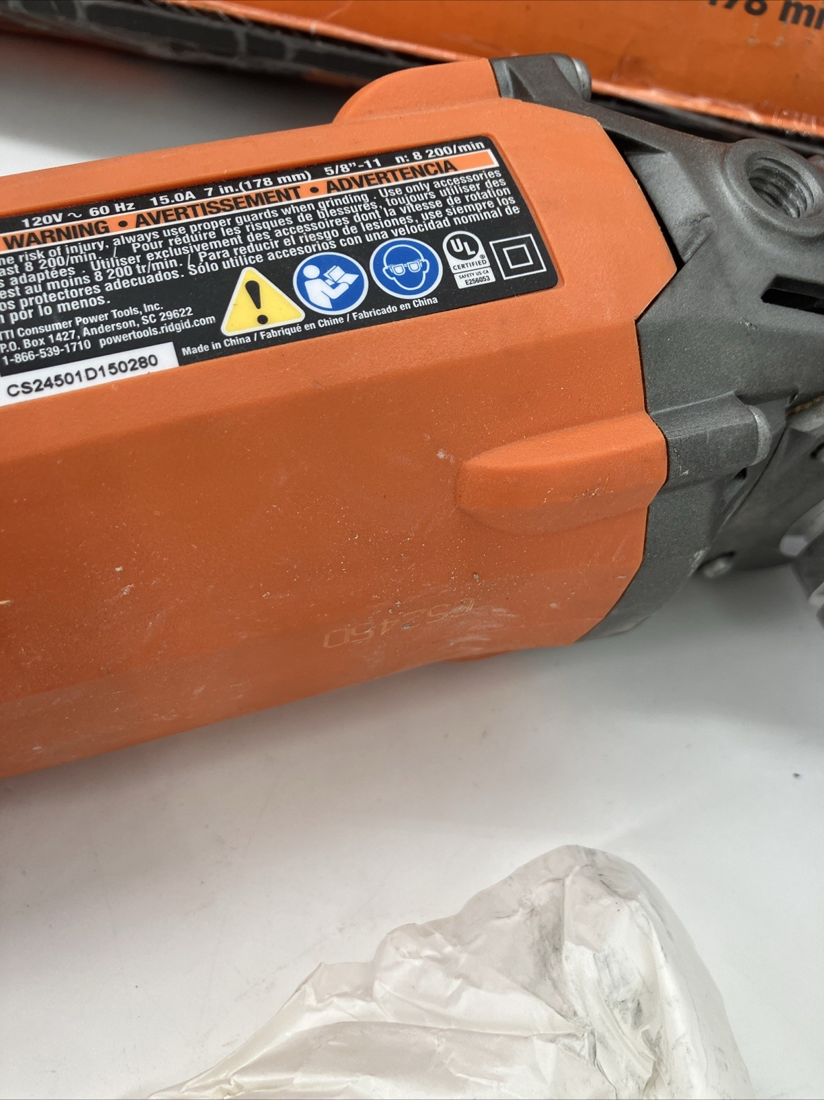 RIDGID R10202 15A 7” Angle Grinder Heavy Duty – Tested Ships Fast