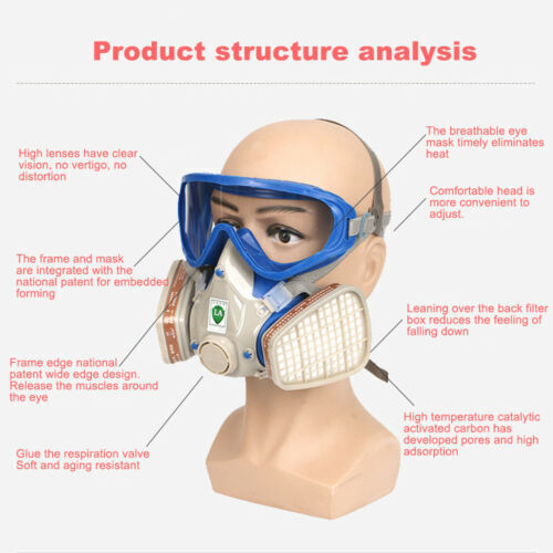 Silicone Half Face Gas Mask Paint Spray Chemical Respirator Reusable 95% Filter