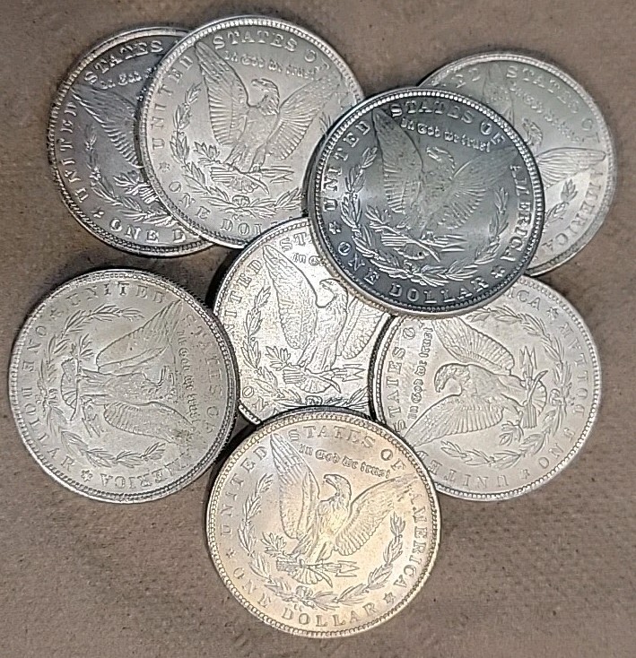 Lot of Clad Restrike Copies of US Silver Morgan Dollars