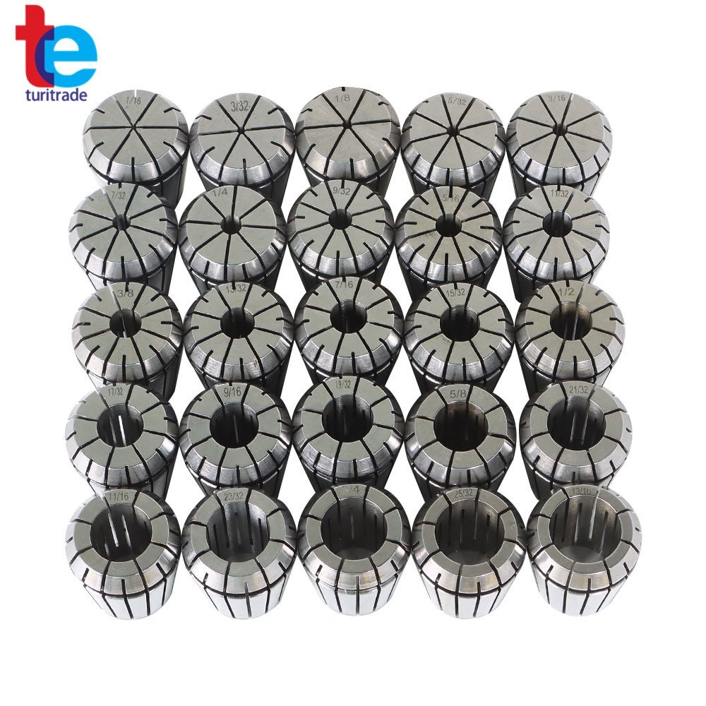 25 Pack Collet Set ER32 Collet Chuck 1/16 inch-3/4 inch Holder Spring Collet Set