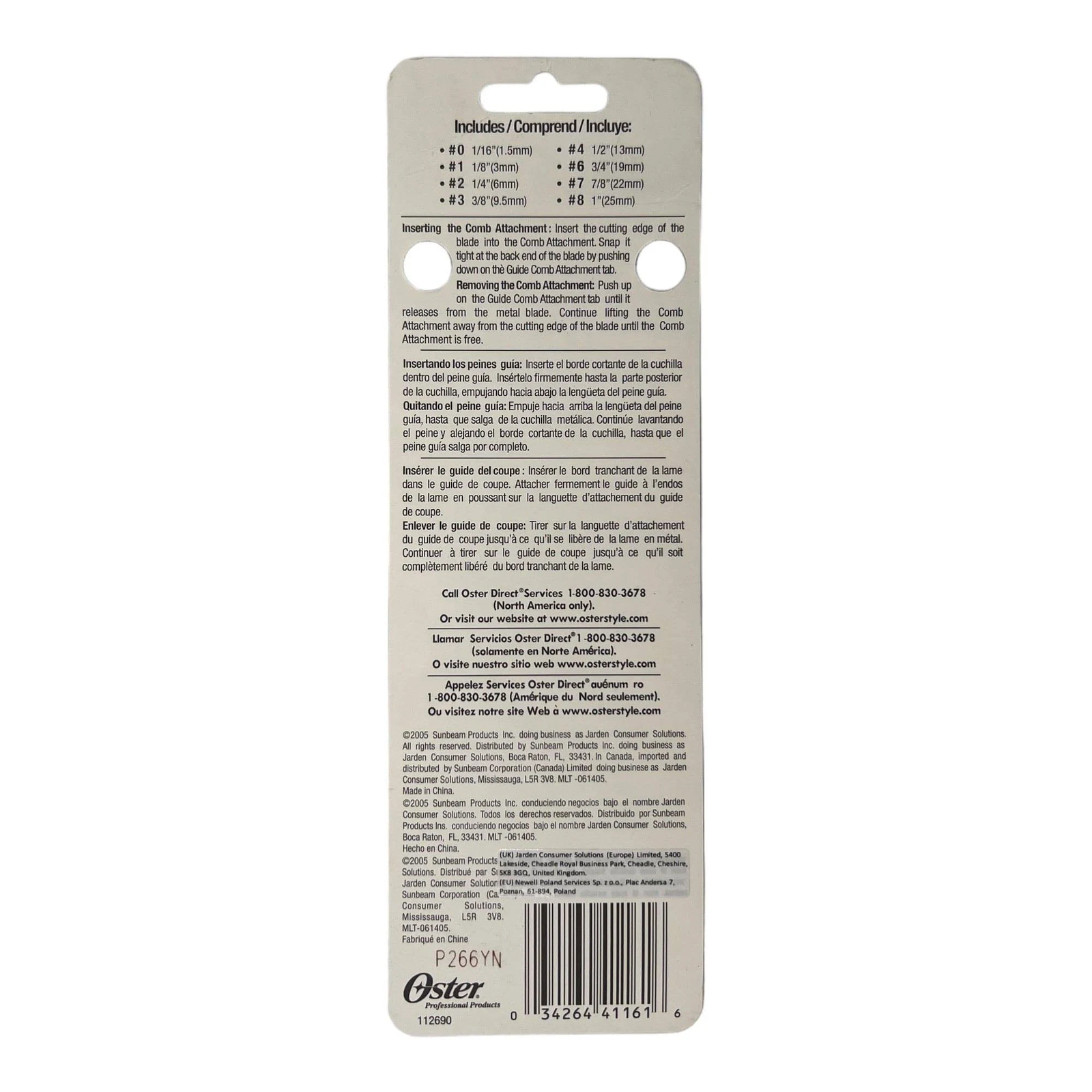 Oster 8 Piece Guide Comb Guard Attachment Set for Fast Feed Clippers