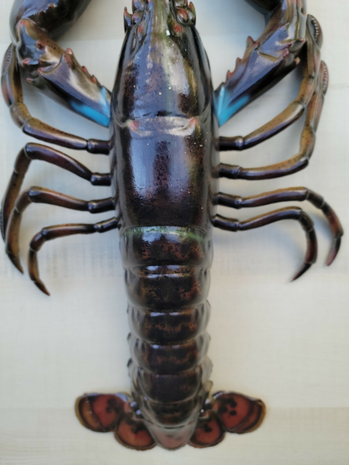 Lobster Maine Hand Painted 16" Replica Wall Sculpture Beach Decor Seafood