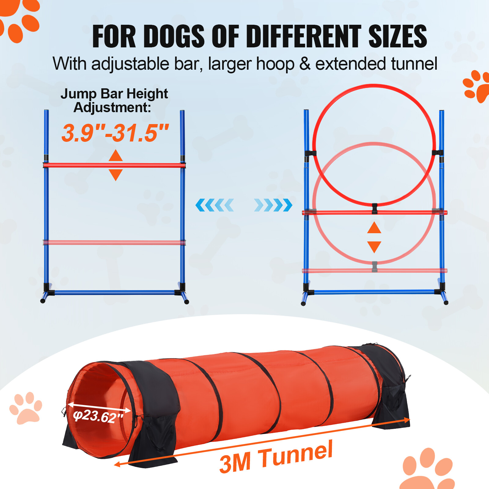 VEVOR Dog Agility Training Kit Pet Obstacle Course Equipment Backyard 5 PCS Set