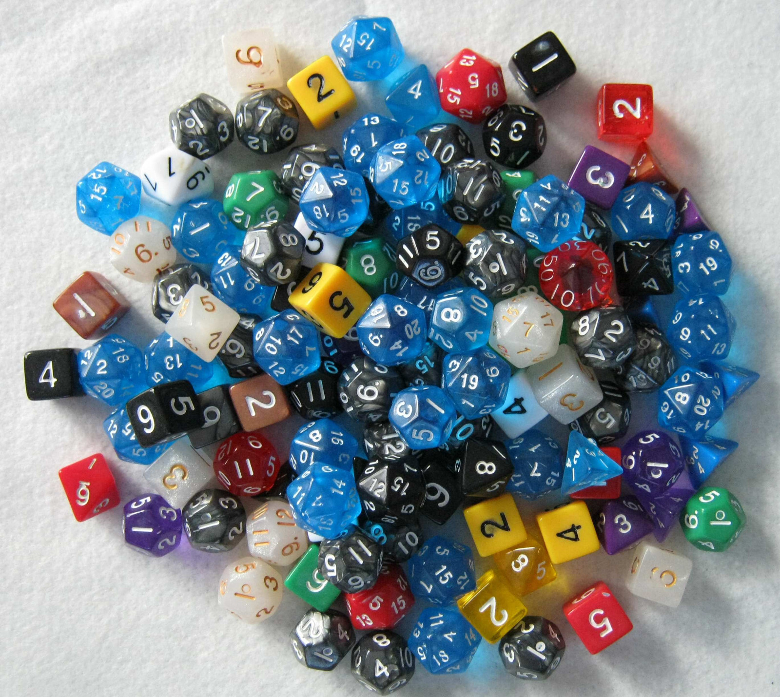 Bulk MISPRINT Plastic Dice Over 1/2 a Pound! Assorted Sizes Colors RPG die lot