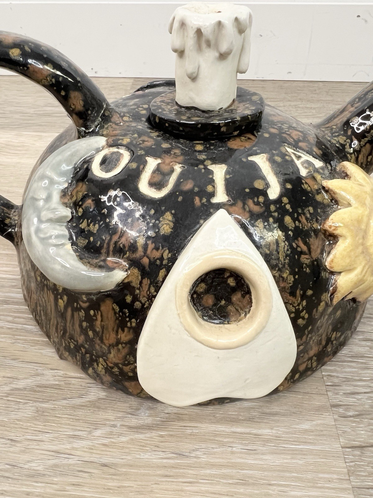 Quija Ceramic Teapot Decor Goth Tarot Witchy Planchette Pentagram Moon *Read