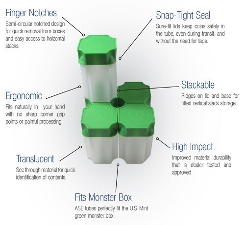 5 American Silver Eagle Square Coin Tubes 1 Oz ASE Long Term Storage Guardhouse