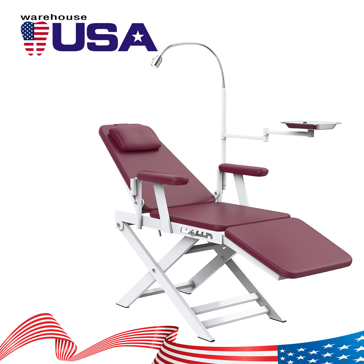 Dental Mobile Folding Chair LED/ Portable Metal Dental Turbine Unit Air Syringe