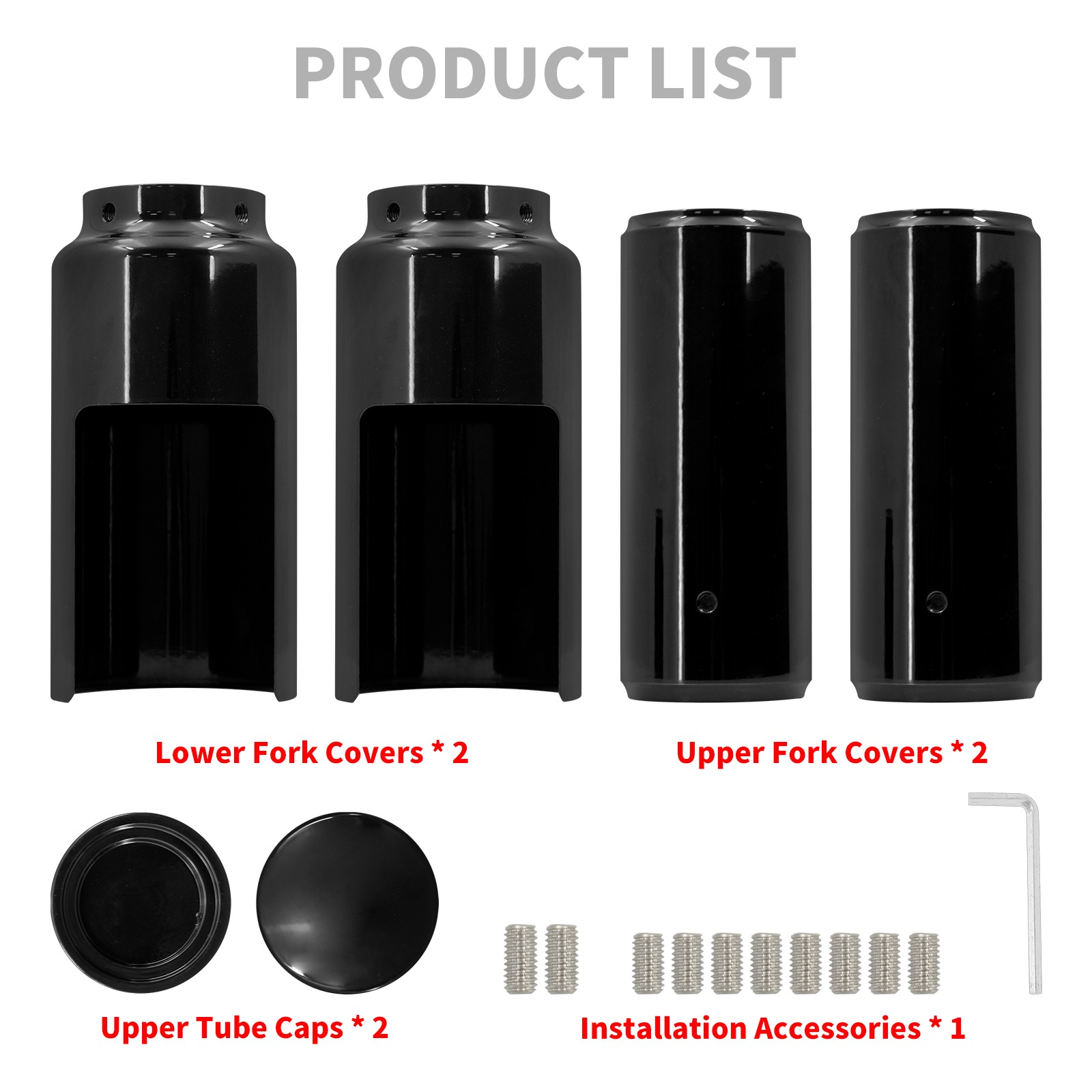 Gloss Front Fork Upper Lower Covers Cap For Harley Softail Street Bob FXBB 18-24