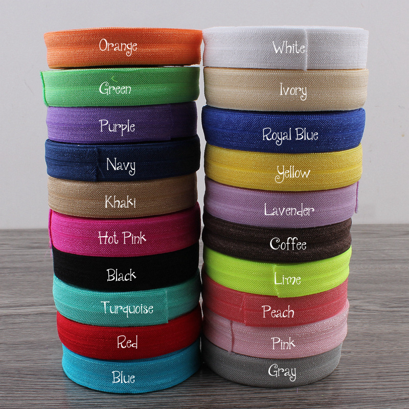 Solid Fold Over Elastic Ribbon FOE for Elastic Headbands Hair Ties 5/8" 30Yards