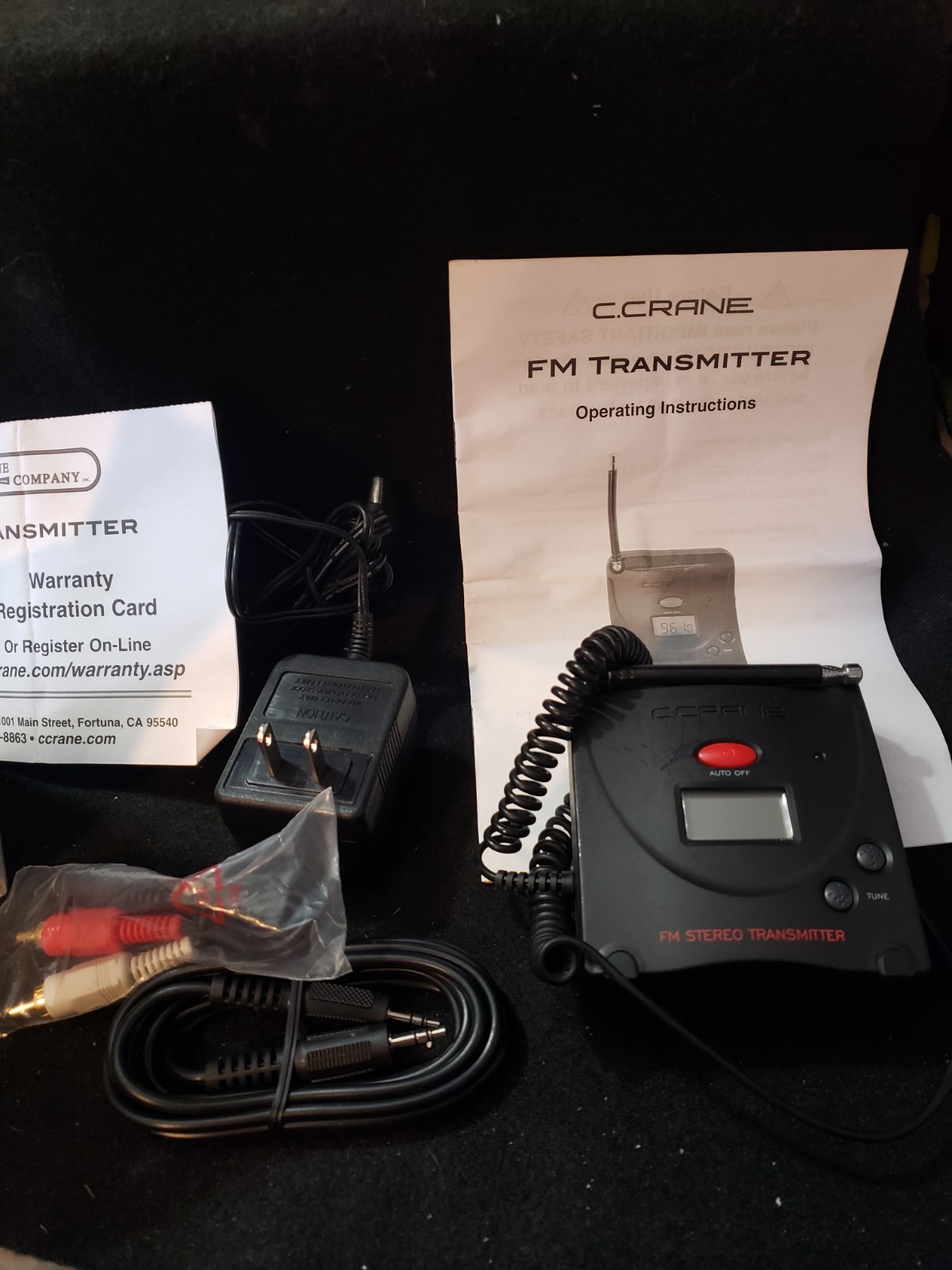 C.Crane FM Transmitter FT-007 FM Black Mica With Power Supply + Original Box
