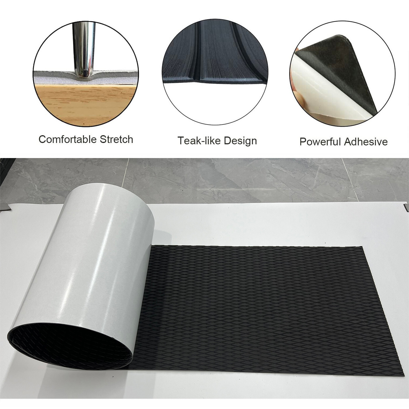 Black Diamond EVA Foam Boat Flooring Marine Decking Carpet , Kayak Surfboad Pad