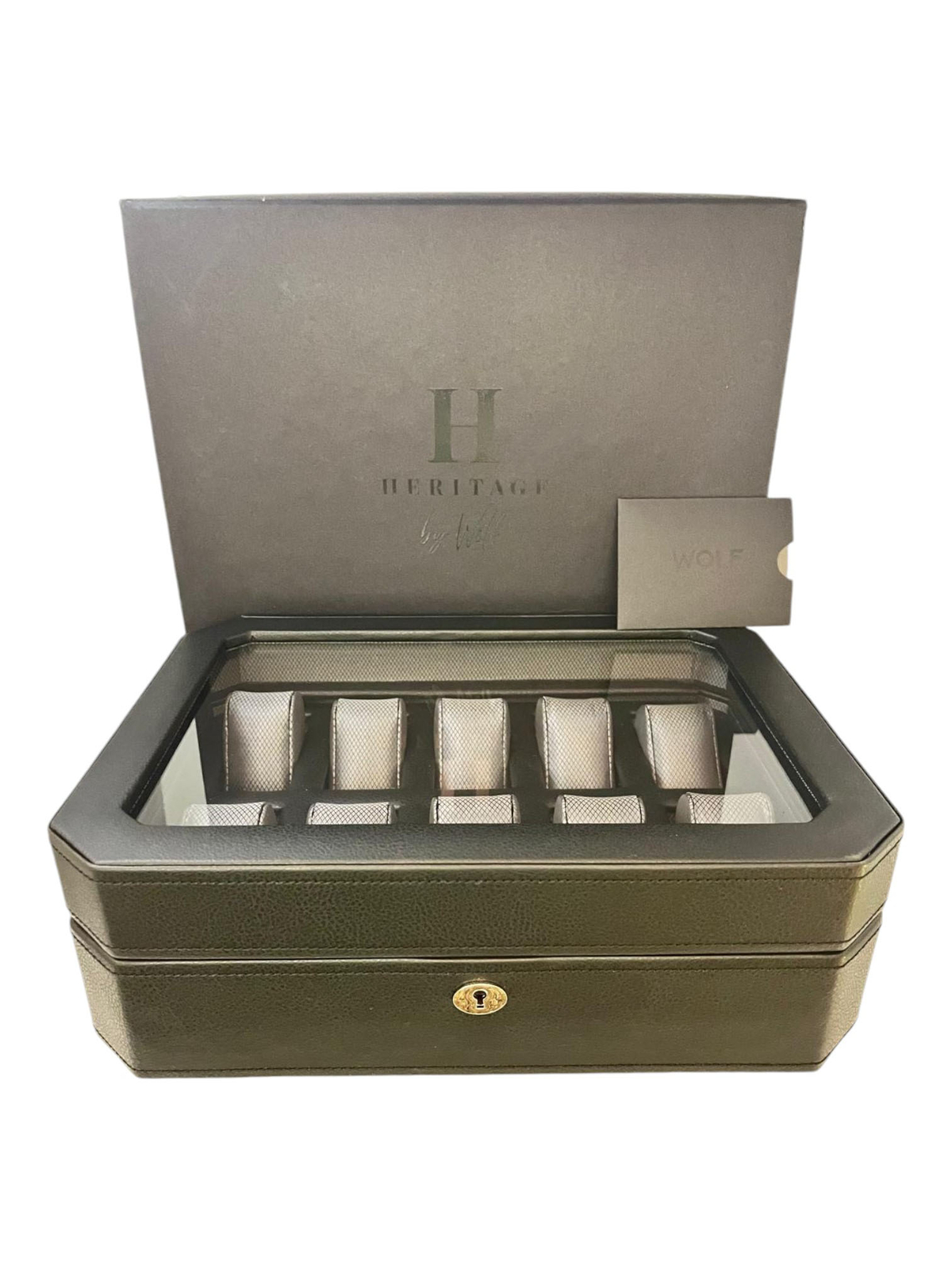 Wolf 4584029 Windsor 10 Piece Watch Box in Black & Grey MSRP $315