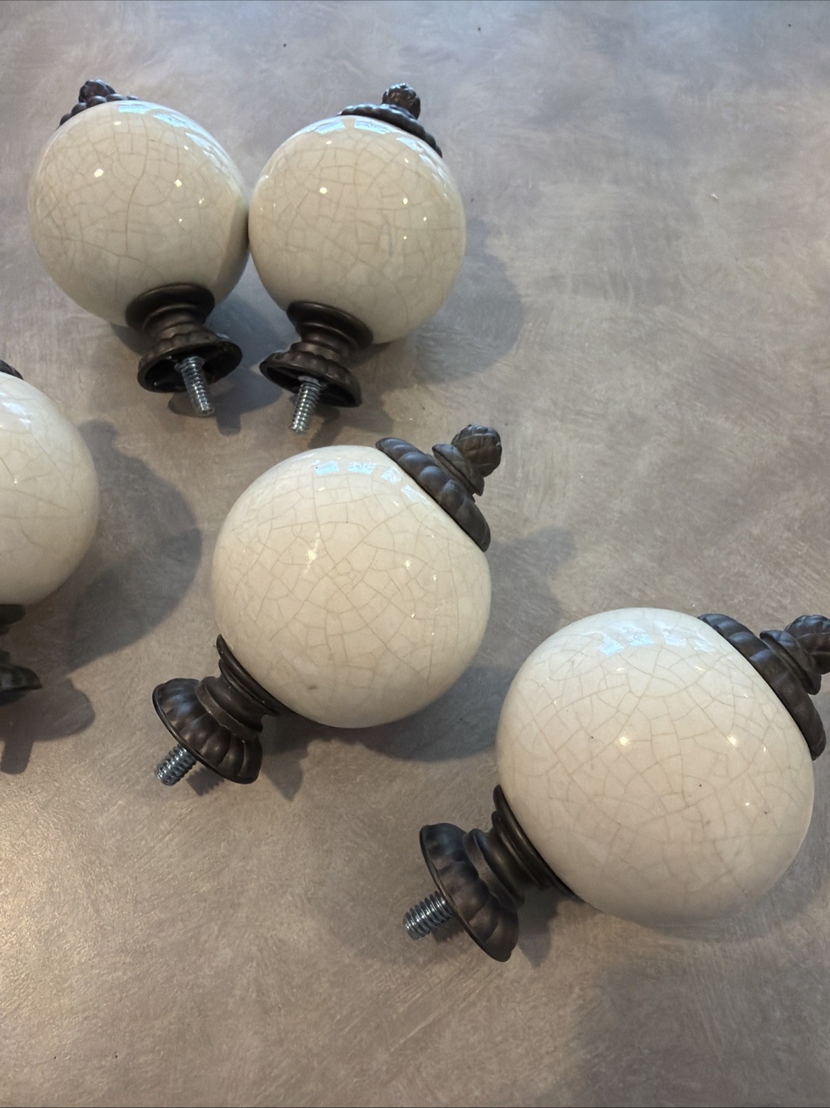 Alan And Roth Crackled Porcelain Curtain Finials