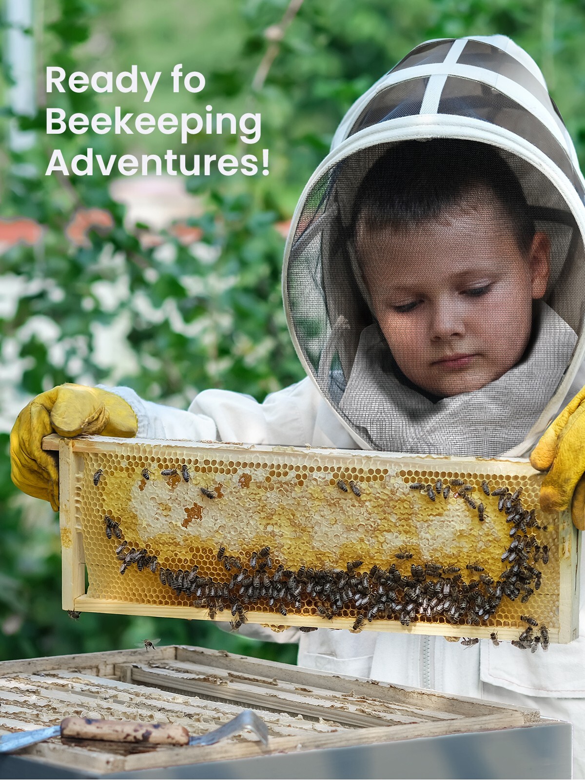 Kids Bee Suit with Fencing Veil Hood and Gloves Sting Proof Children Clothes L