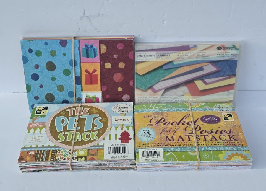 Paper Stack Sets- Pets School Flowers Pattern Solid Color New Open See Photos