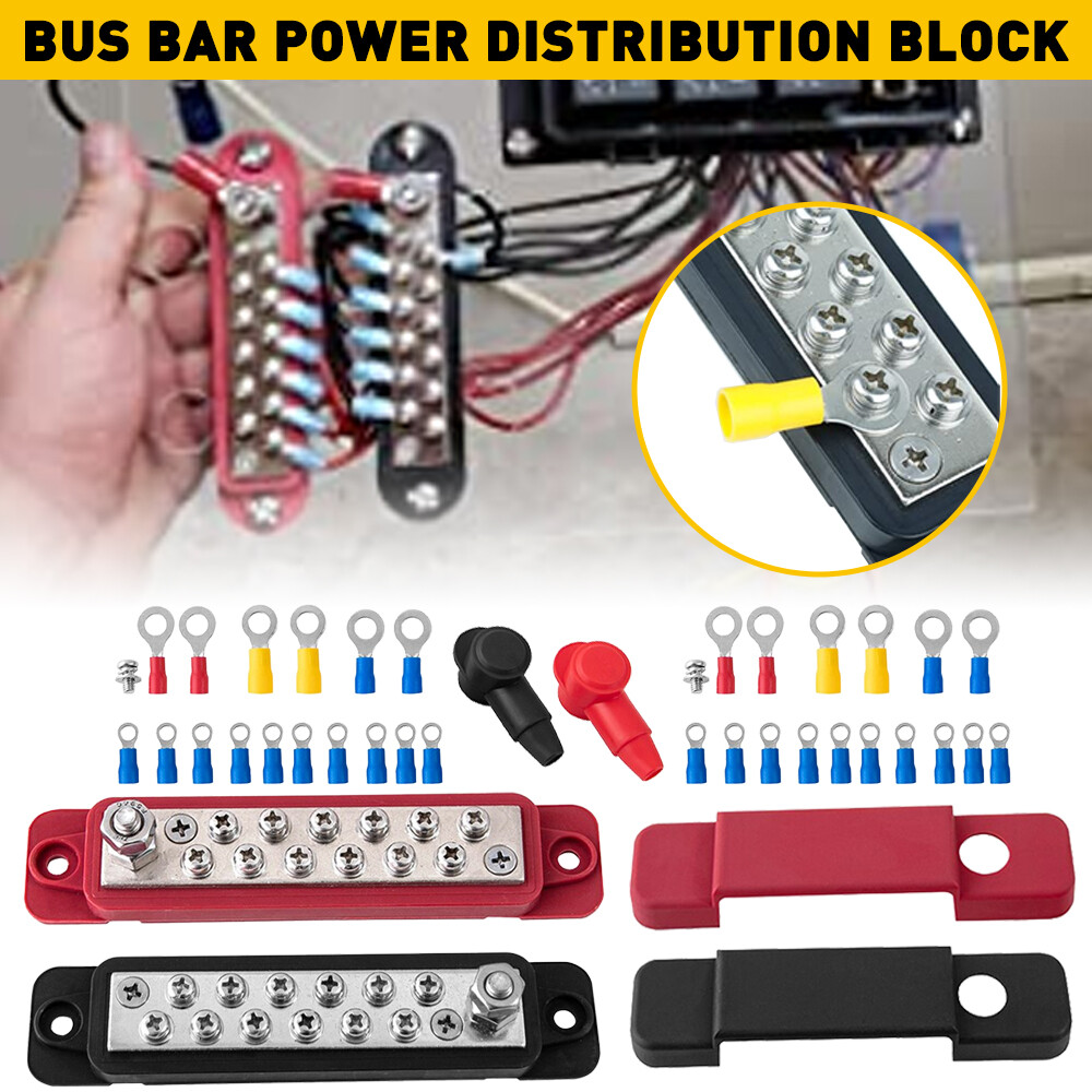 2Pc 12 Way Bus Bar Terminal 12V Block DC 180A Power Distribution Car Boat Marine
