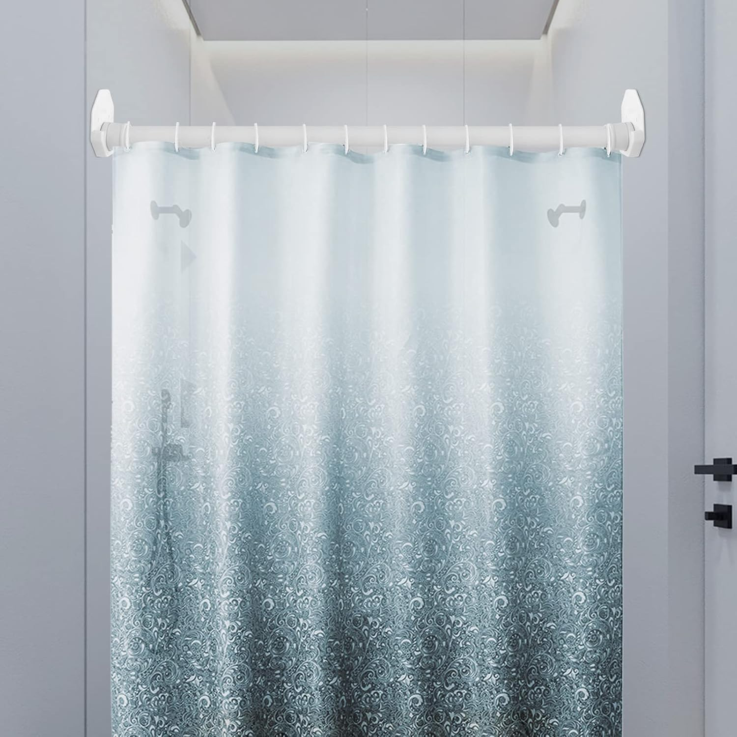 Shower Rod Holders Adhesive Tension Curtain Brackets Stick on Pole End Caps Scre