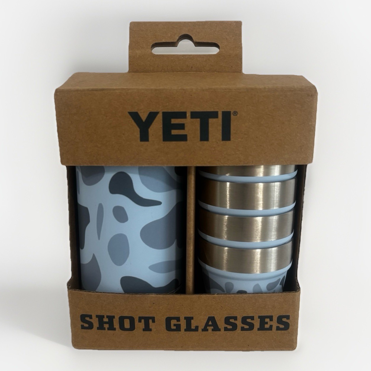 4 Yeti BLUE CAMO Shot Glasses with Matching Color Carrying Case