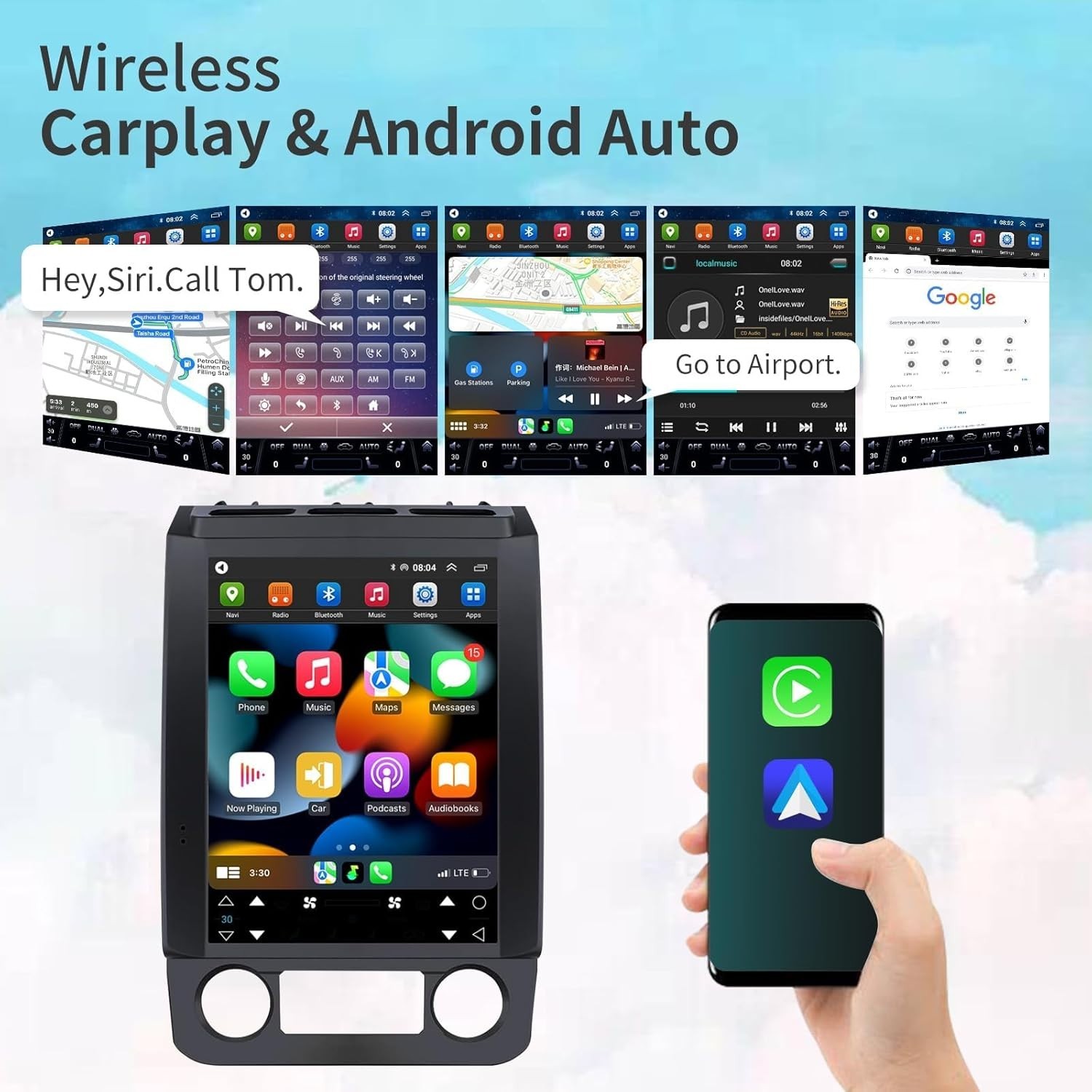 8-Core for Ford F150 2015-2021 Android 13 Car Radio 12.1'' Tesla Style 4+64GB