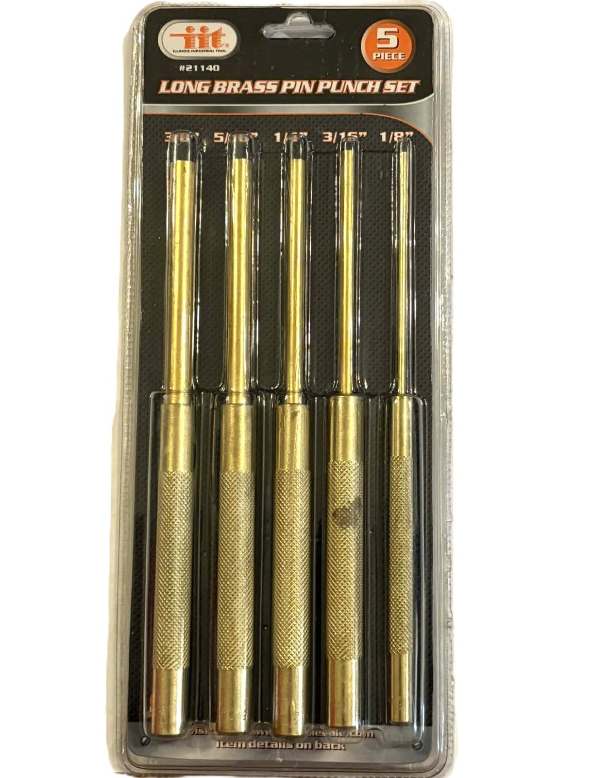 IIT 5pc Long Brass Pin Punches Set 21140