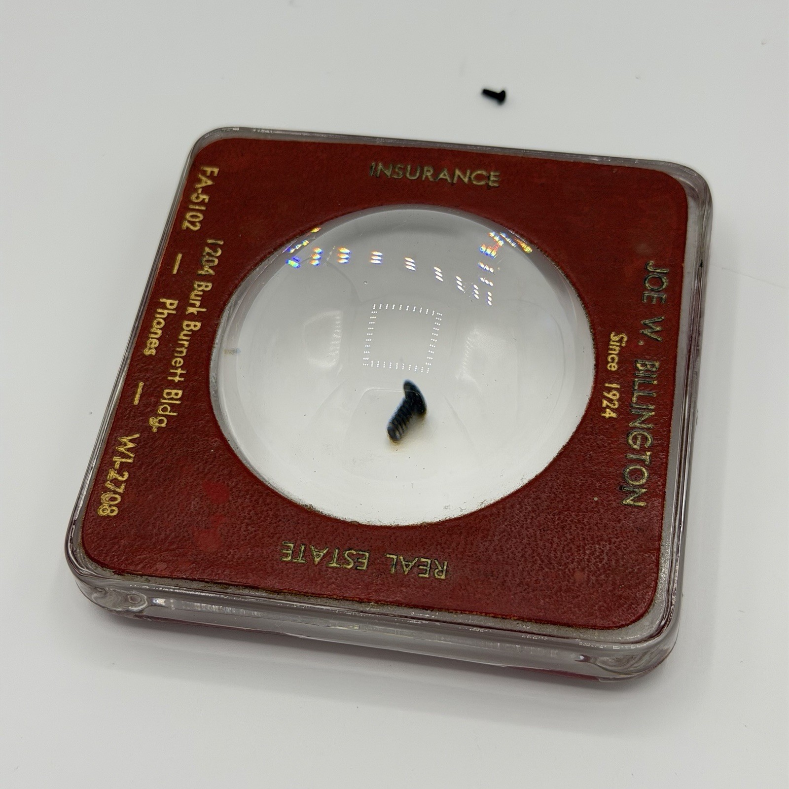 Vintage Glass Advertising Bubble Magnifier/Paperweight - Real Estate Insurance ￼