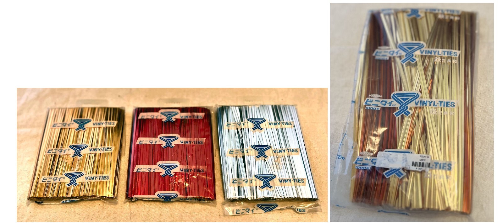 Metallic Viny- Twist Ties - 500 Per Package - Gold, Silver, or Red -4" and 6"