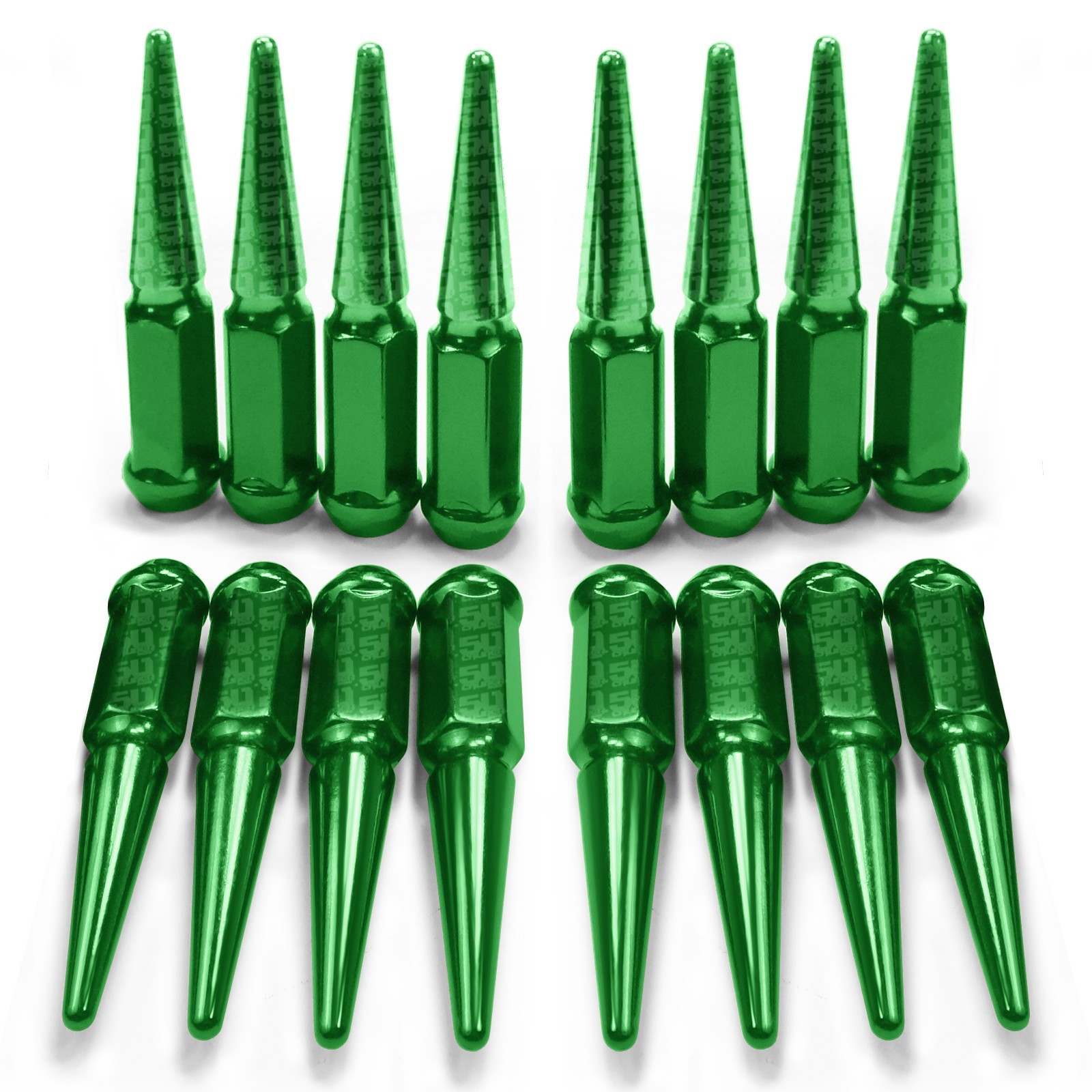 Green Long Steel Spike Lug Nuts 10x1.25 ATV Can-Am Yamaha Honda Suzuki Kawasaki