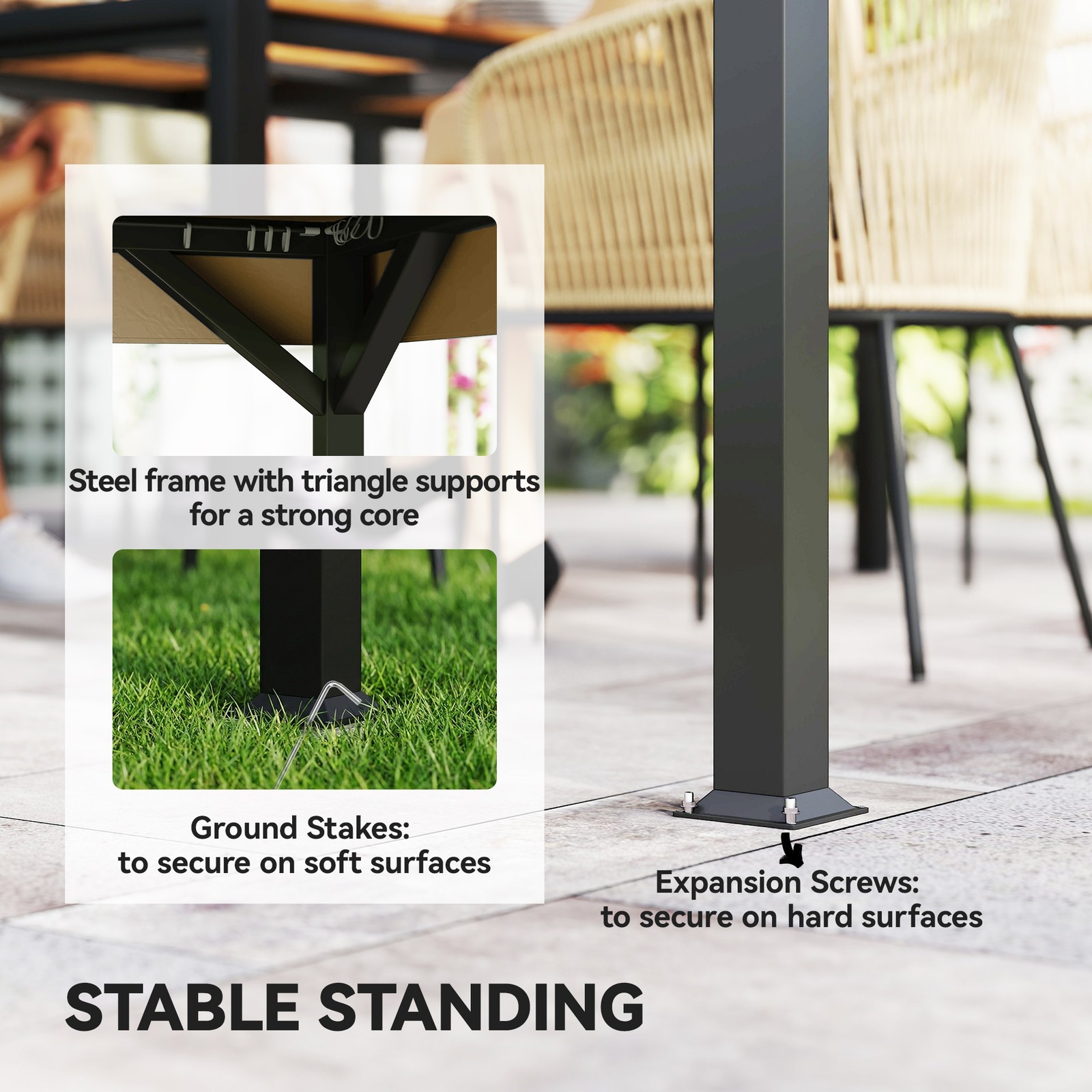 Outsunny 10' x 12' Outdoor Patio Gazebo, Double Roof Gazebo Canopy Shelter