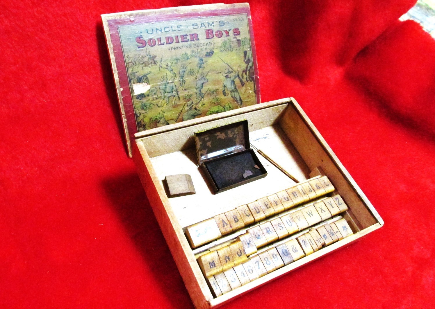 c1898 Ex-Rare Military Museum Uncle Sam's Soldier Boys Pr. Blocks, San Juan Hill