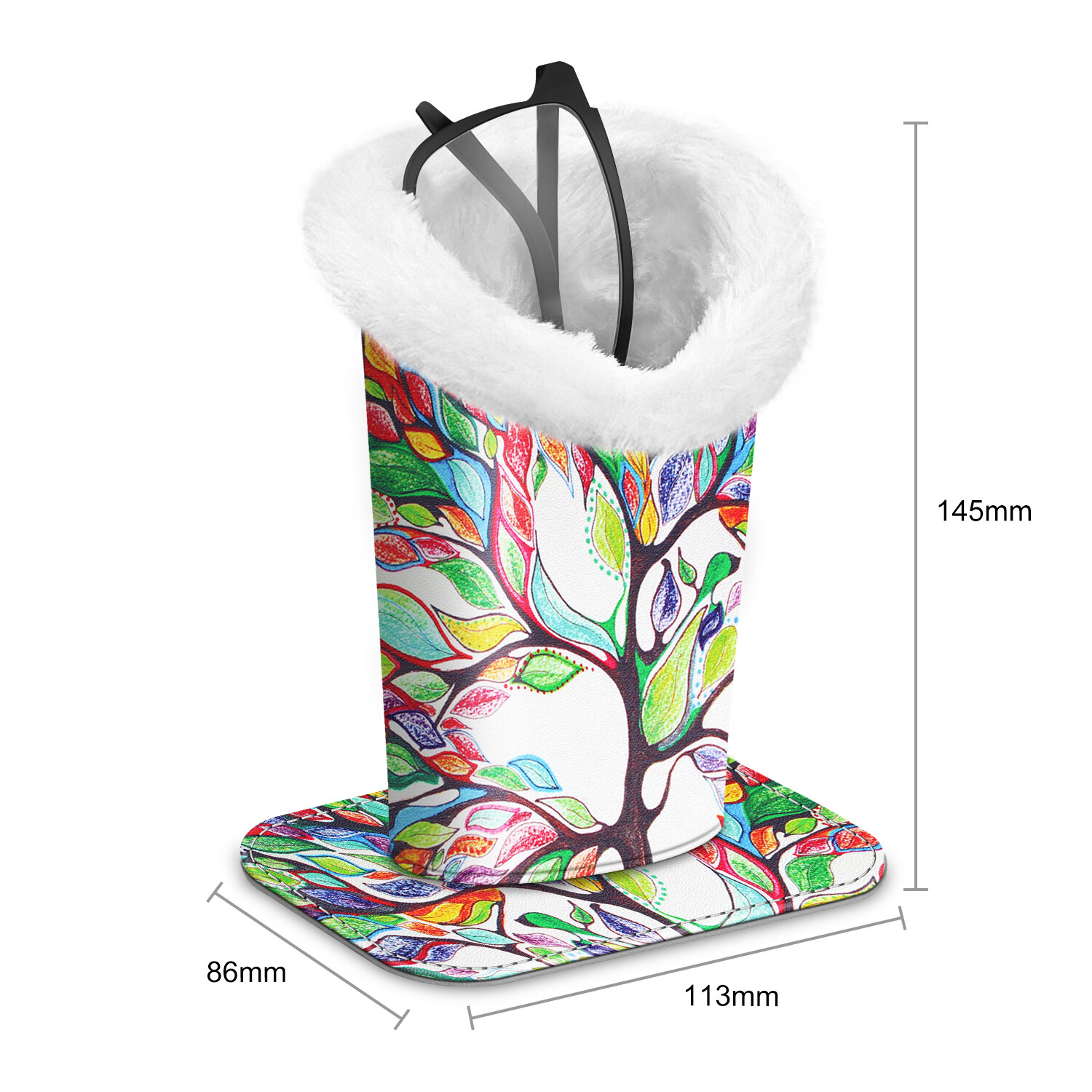 Plush Lined Eyeglasses Holder Eyeglass Protective Desk Stand Case Magnetic Base