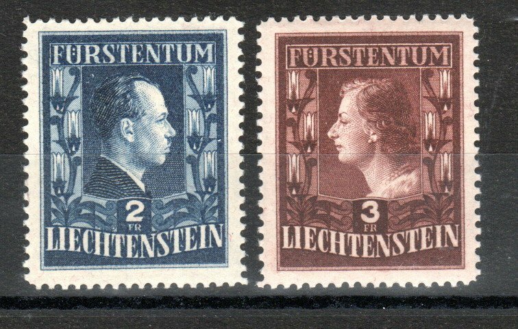 Liechtenstein 1951-52 2f and 3f  p 12 1/2 x 12 SG 302A and 303A  MLH