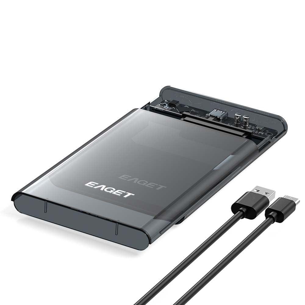 EAGET 2.5" External Hard Drive Enclosure USB 3.0 6Gbps SATA SSD Case UASP TRIM