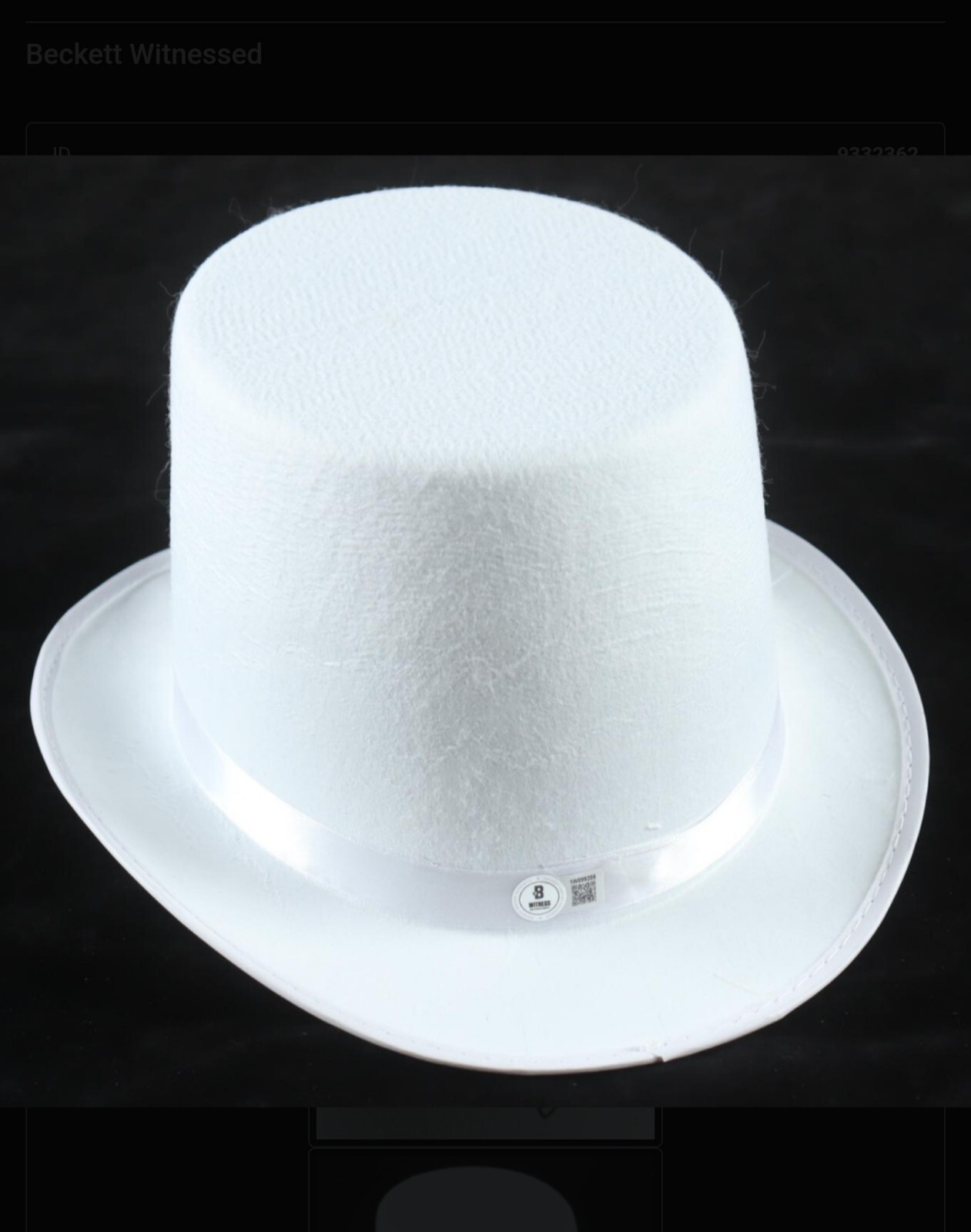 ALICE COOPER WHITE TOP HAT Signed Autographed BECKETT Witnessed Hologram