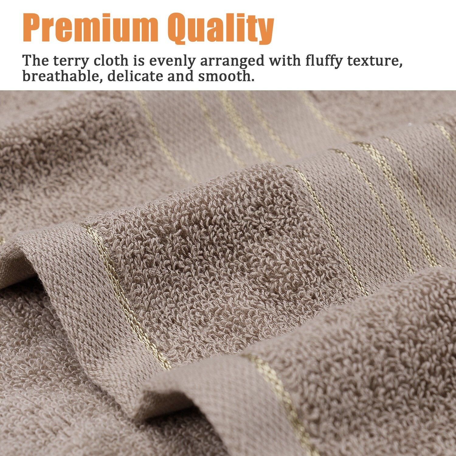 100% Cotton Premium Soft Towel 3PCS Soft Gold Luxury Absorbent Face Cloth Bath