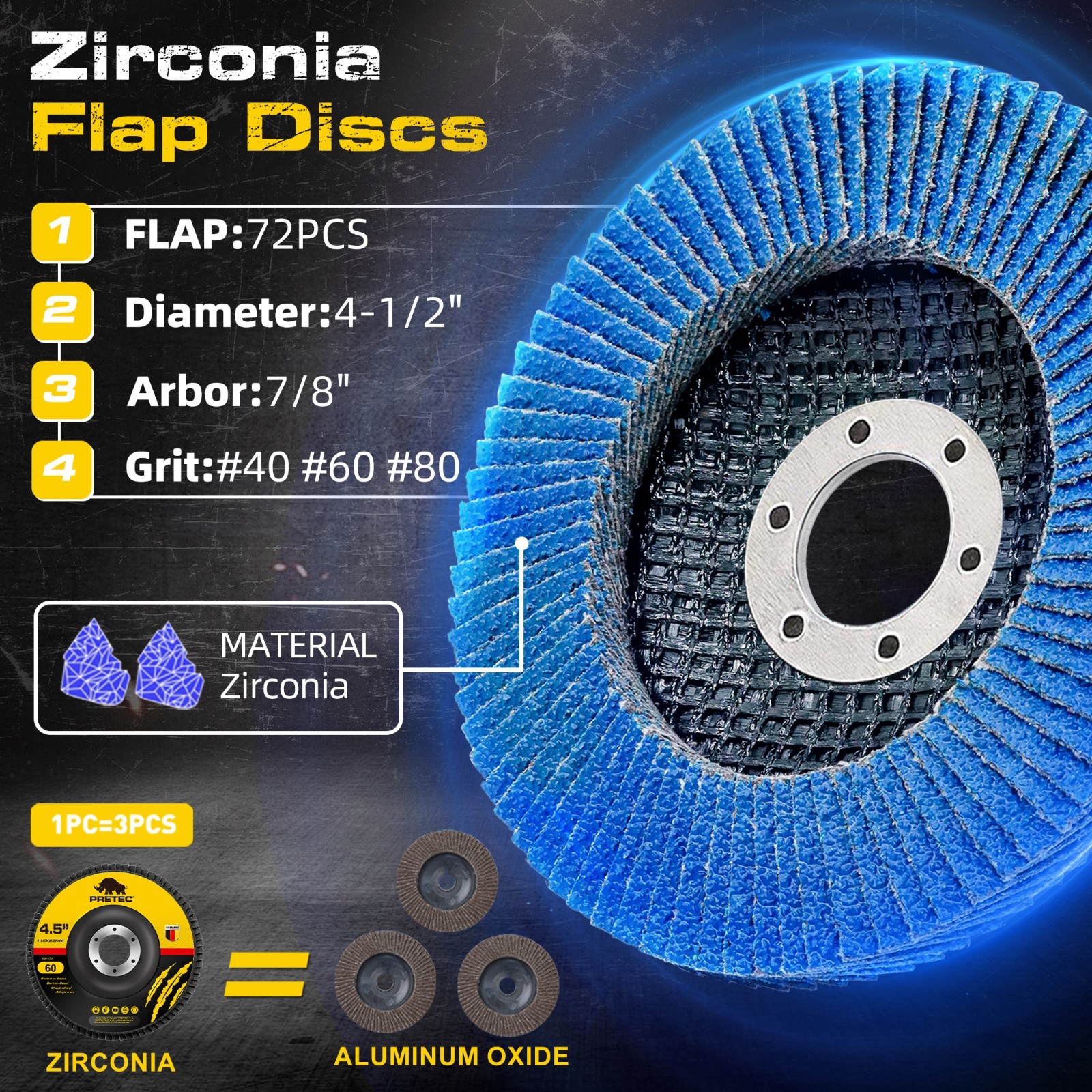 26PCS 4.5" Metal Cut Off Wheels Grinding Flap Disc Angle Grinder 40 60 80 Grit