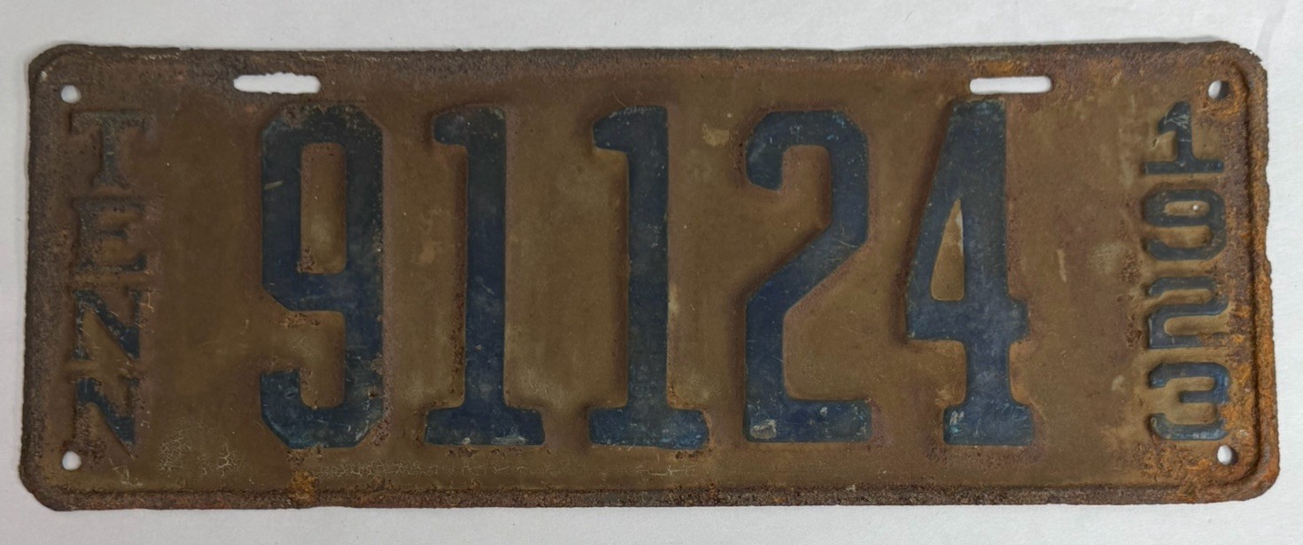 Vintage 1923 Tennessee License Plate 91124 Antique Auto