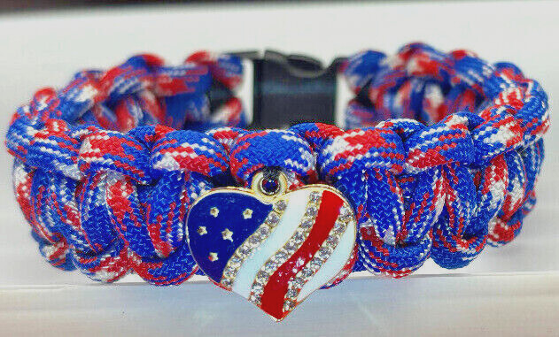 Red/White/Blue American Paracord Bracelet  ~Veteran Made~
