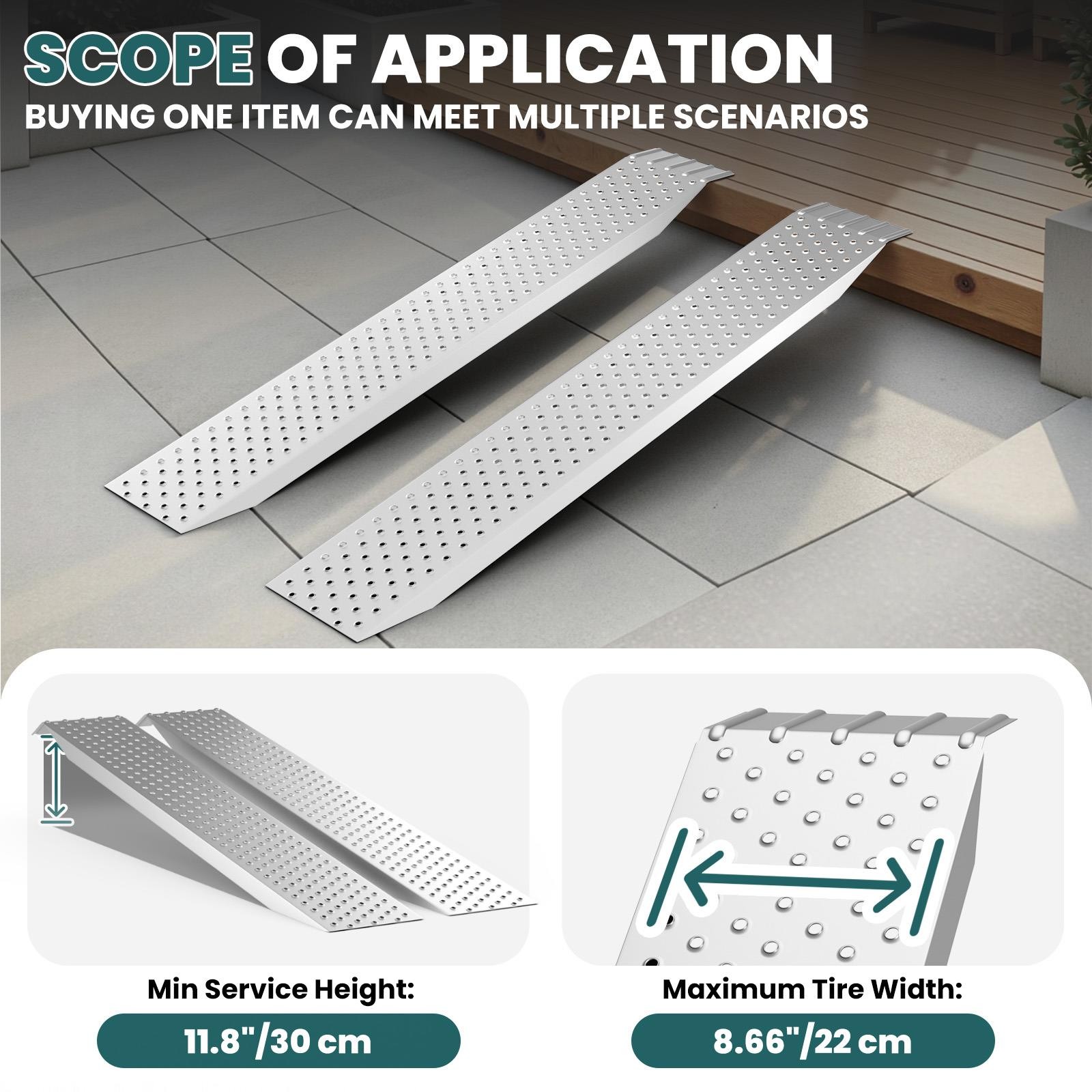 63'' Aluminum Loading Ramps, 880LBS Anti-Slip Portable Ramps, Motorcycle 2 Pack