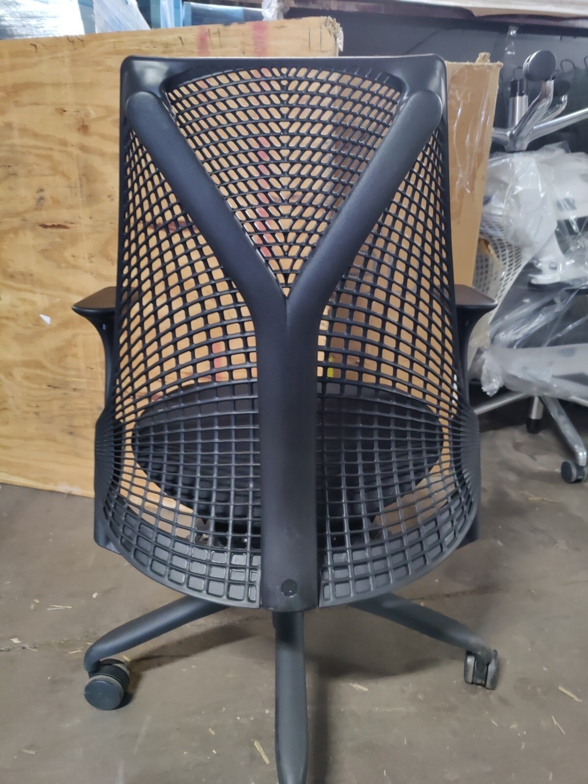 Black Sayl Office Desk Chair Herman Miller Fixed Arms Black Seat/Frame