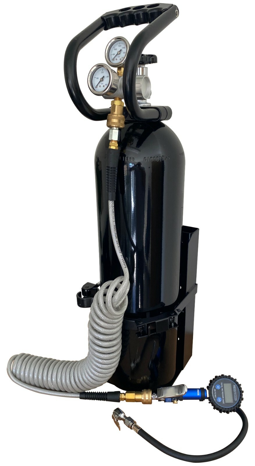 15 lb CO2 Cylinder, Vehicle Bracket, 250 PSI Regulator, Digital Tire Inflator