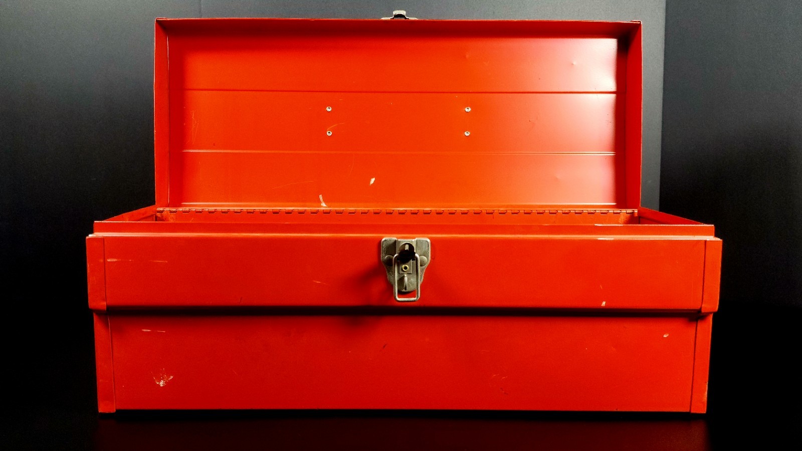 Vintage Mopar Scat Pack Metal Toolbox 1960s-70s Red with Bee Stripe & Insert