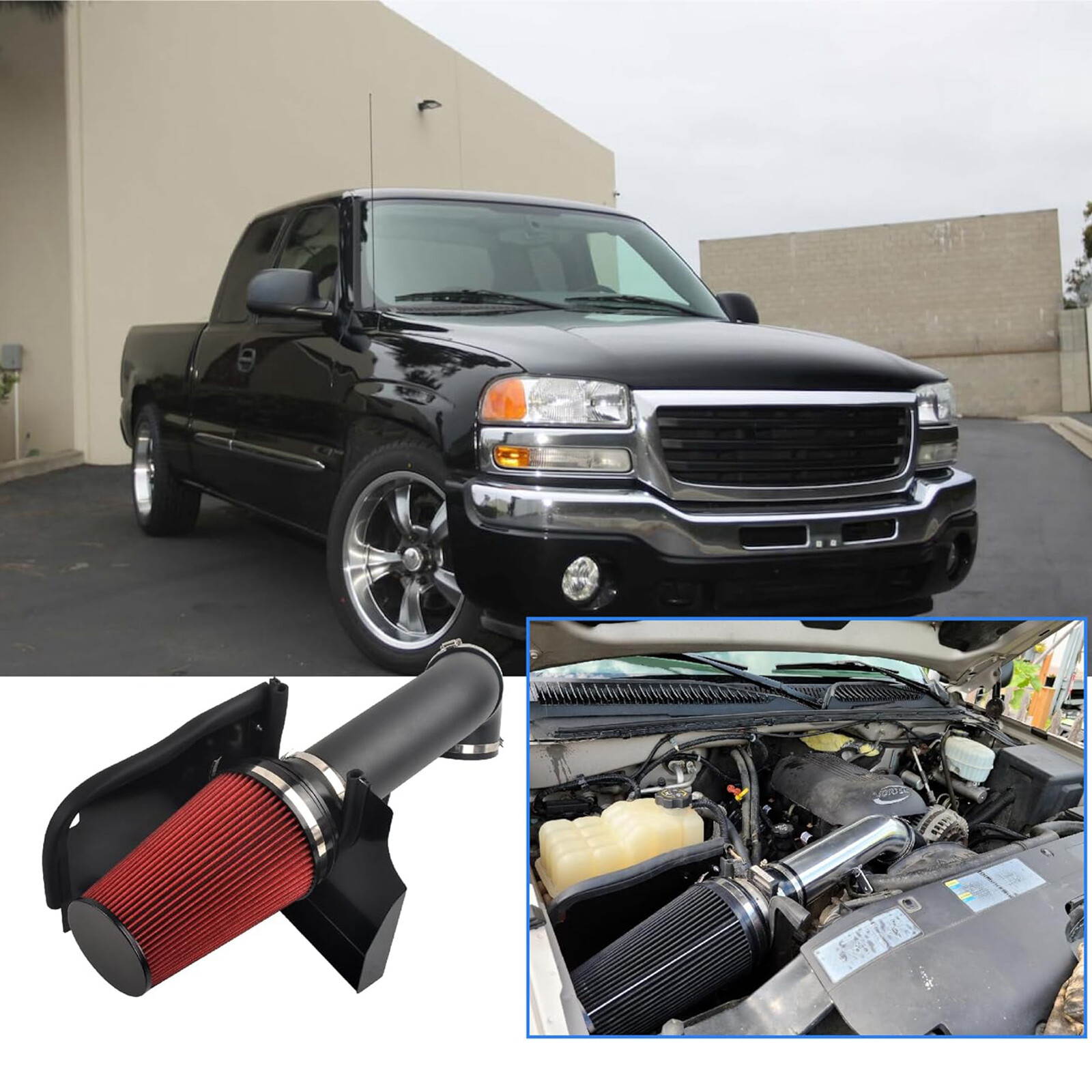 BKRD 4''Cold Air Intake+Exhaust Headers For Chevy GMC Avalanche Silverado Sierra