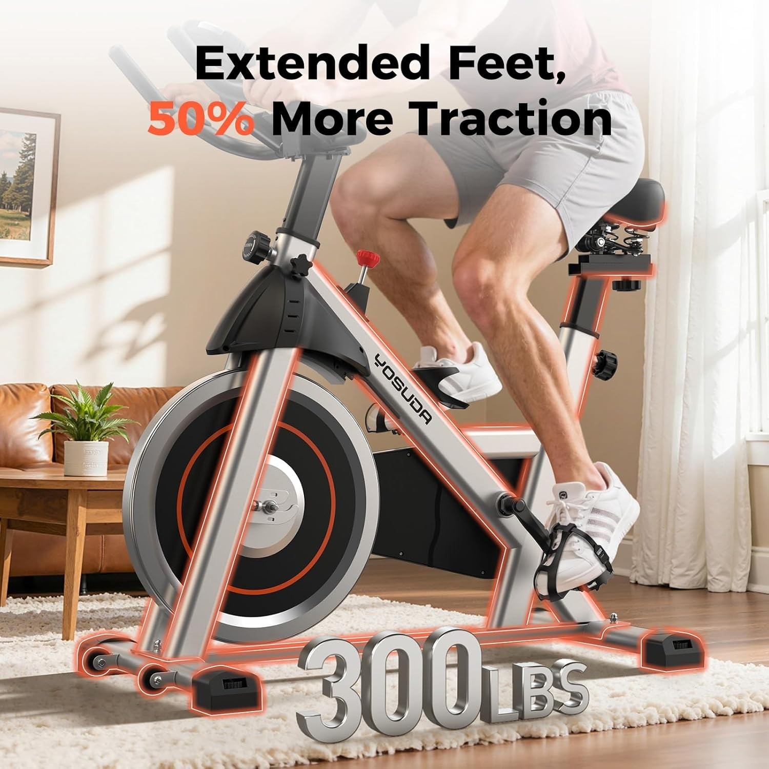 YOSUDA Exercise Bike 002 Stationary Indoor Cycle 30lb Flywheel 300lb Capacity Ma