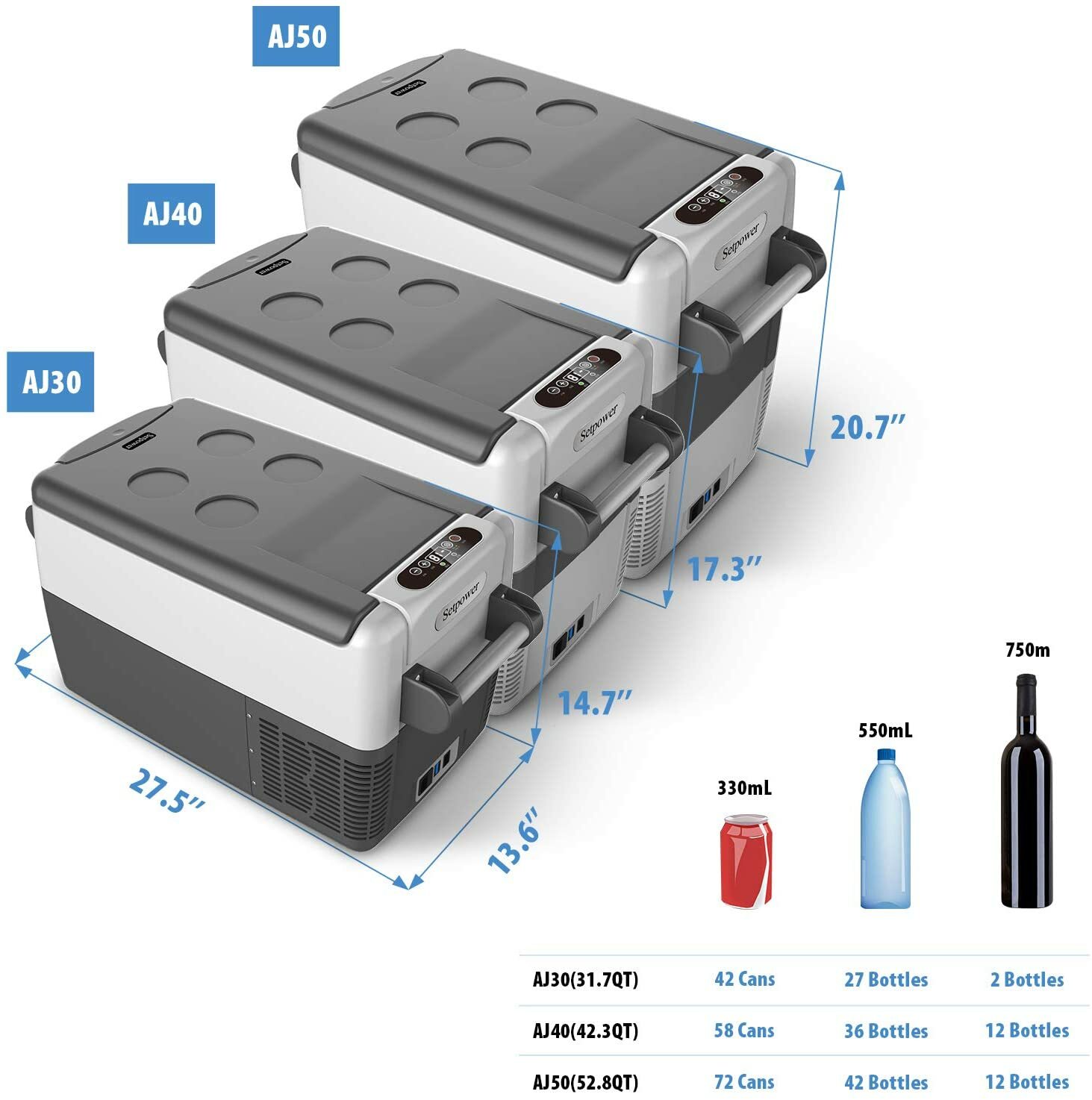 53 Quart Car Refrigerator Electric Cooler 12V Refrigerator for Camping Fishing