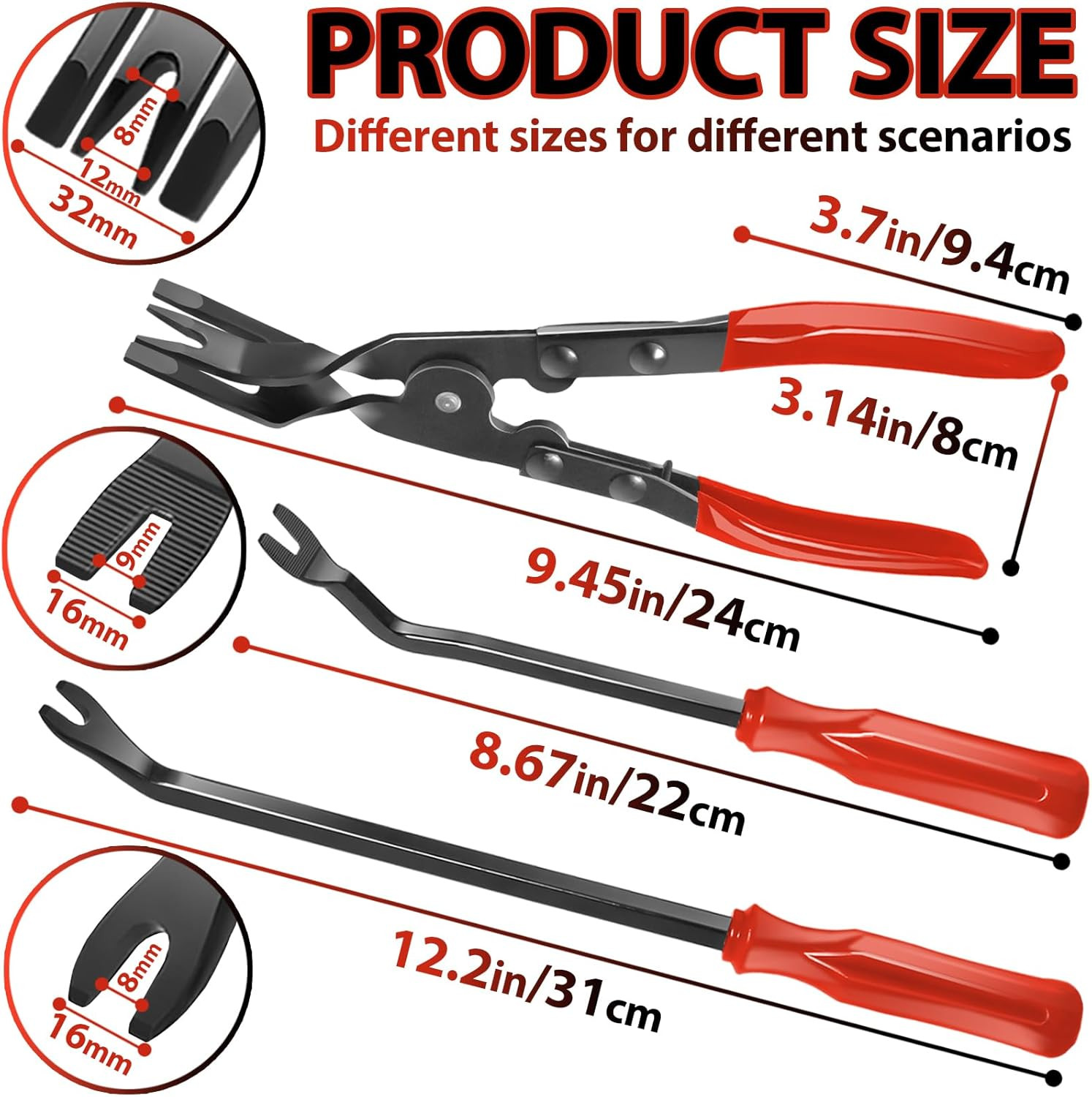 3 Pcs Auto Clip Pliers Set and Fastener Remover,Car Trim Rivet Removal Pry Tool