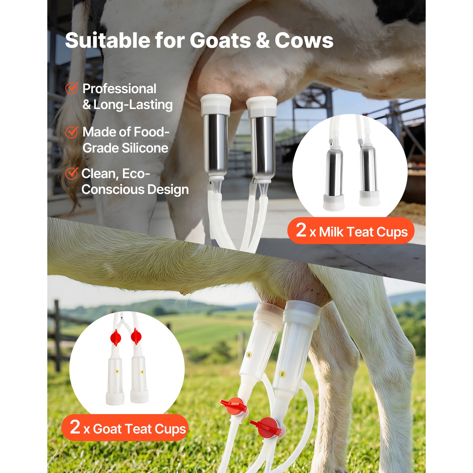 Uimoso Portable Goat Milking Machine with 1.8 Gal / 7 L Bucket for Livestock