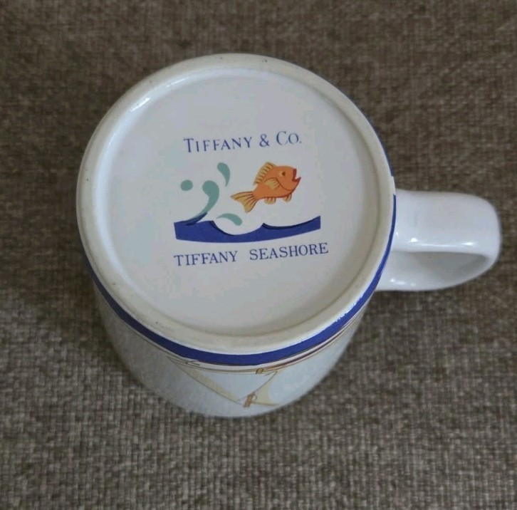 TIFFANY & CO Child's 3 Piece Porcelain Ceramic Dish Set-Seashore-Retired-EUC